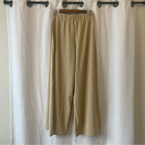 ASYOU flared split side beach pants in gold size 8 - Picture 3 of 14